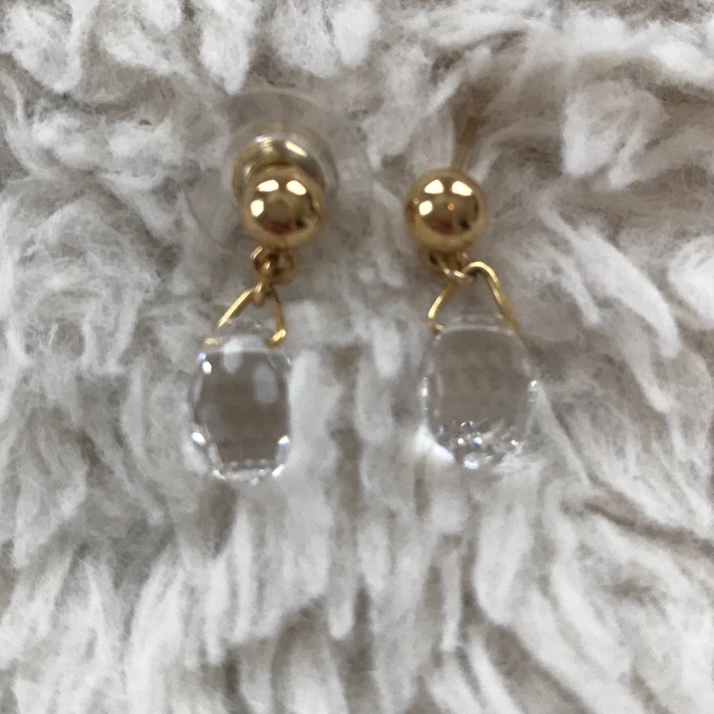 Dangle Diamond Cut Clear Bead Earrings